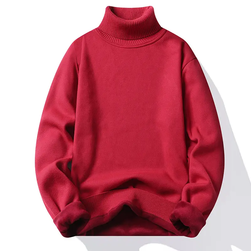 Men's Black Fleece Lined Sweater with High Neck - Image 3