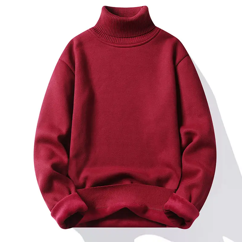 Men's Black Fleece Lined Sweater with High Neck - Image 6