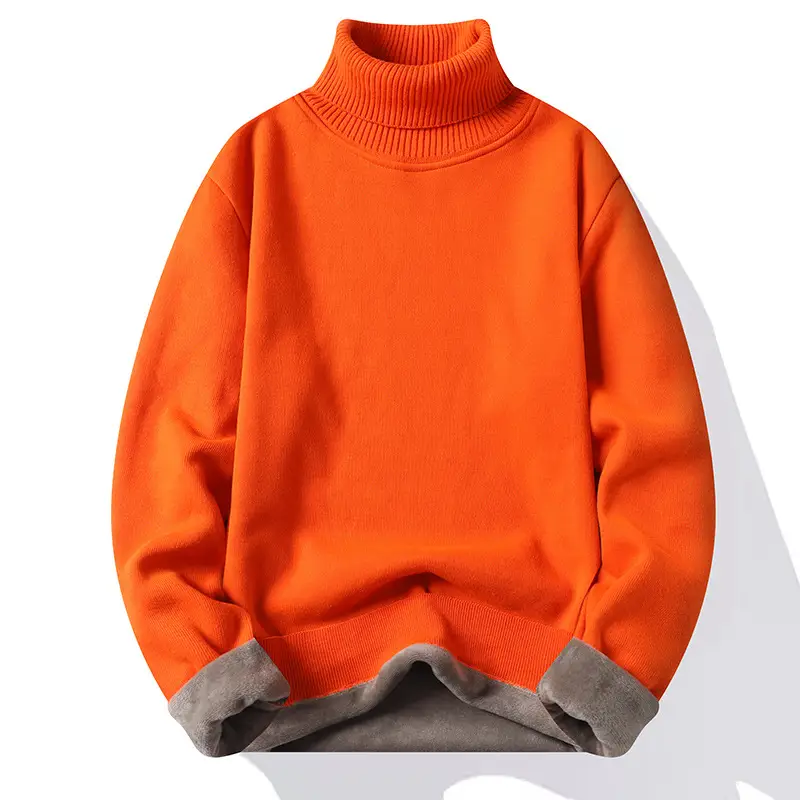 Men's Black Fleece Lined Sweater with High Neck - Image 7