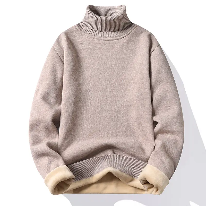 Men's Black Fleece Lined Sweater with High Neck - Image 9
