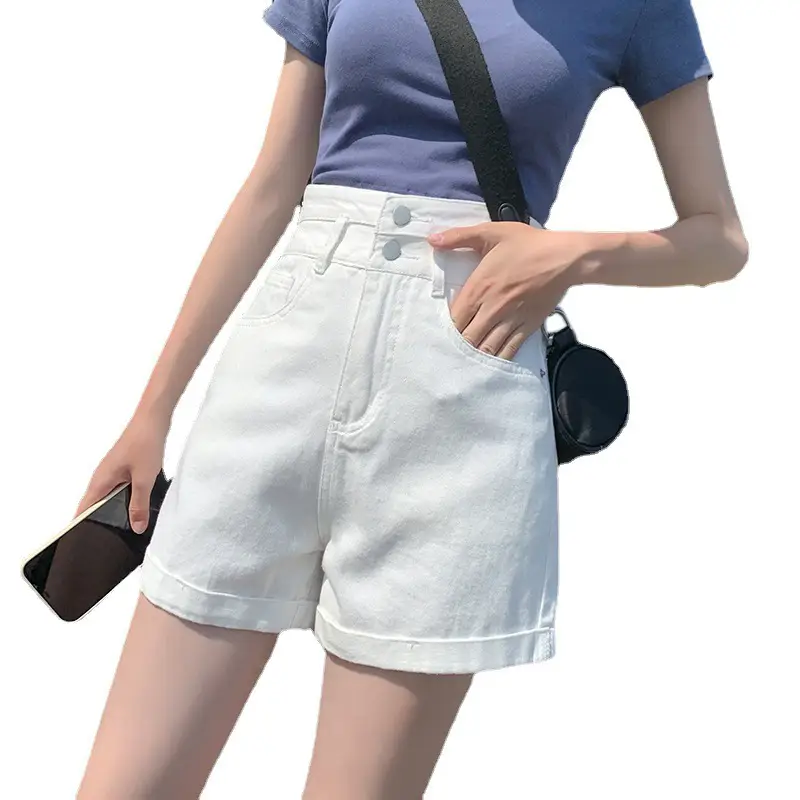 Ultra High Waist Denim Shorts Women White - Image 8