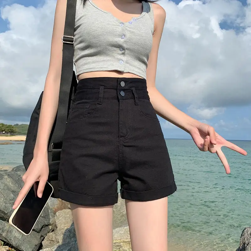 Ultra High Waist Denim Shorts Women White - Image 2