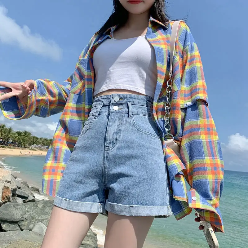 Ultra High Waist Denim Shorts Women White - Image 3