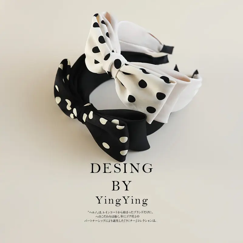 Ying Ying Black White Dot High Cranial Hairband - Image 3