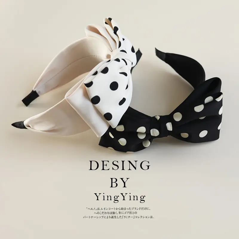 Ying Ying Black White Dot High Cranial Hairband - Image 5