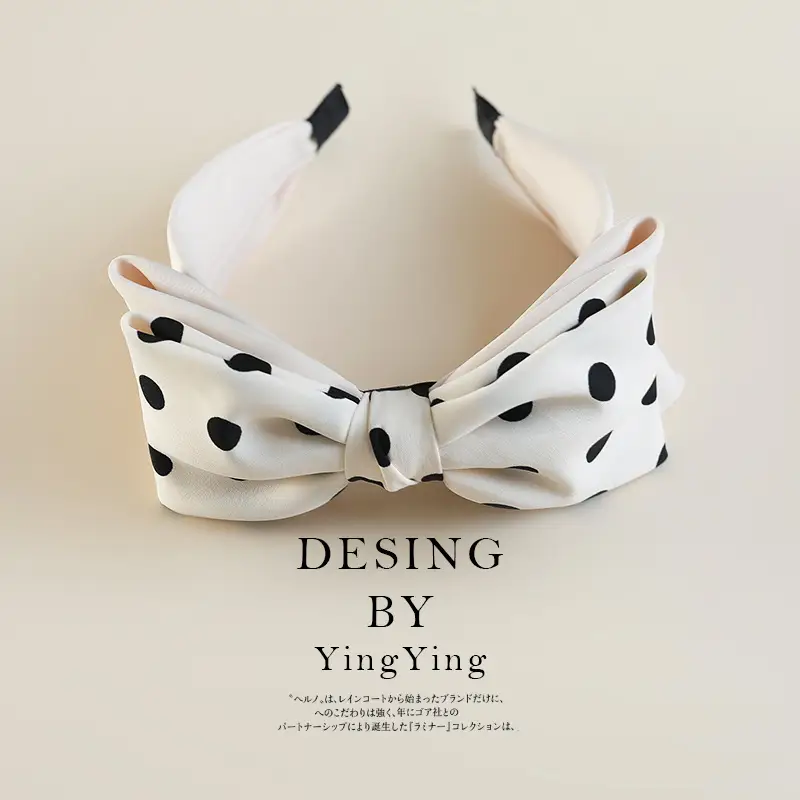 Ying Ying Black White Dot High Cranial Hairband - Image 2