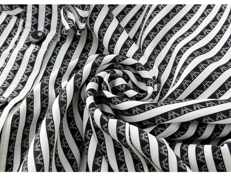 Women Silk Striped Long Sleeve Mom's Blouse Autumn 2025 — feature 36