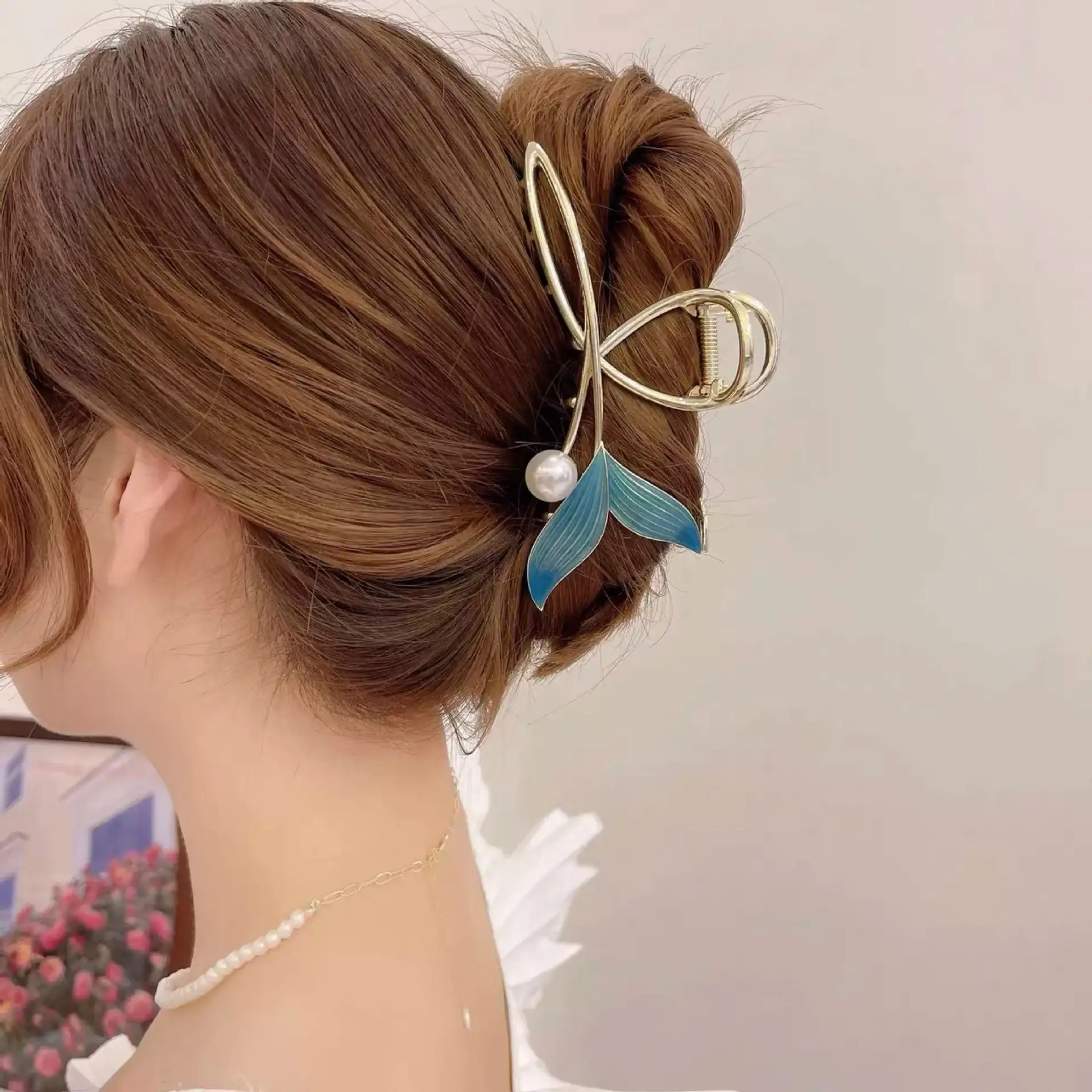 Blue Fish Tail Hair Clip for Women Korean Style - Image 2