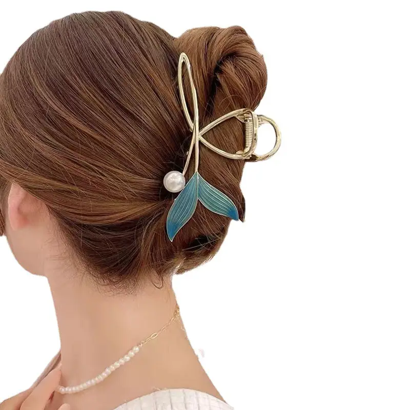 Blue Fish Tail Hair Clip for Women Korean Style - Image 5