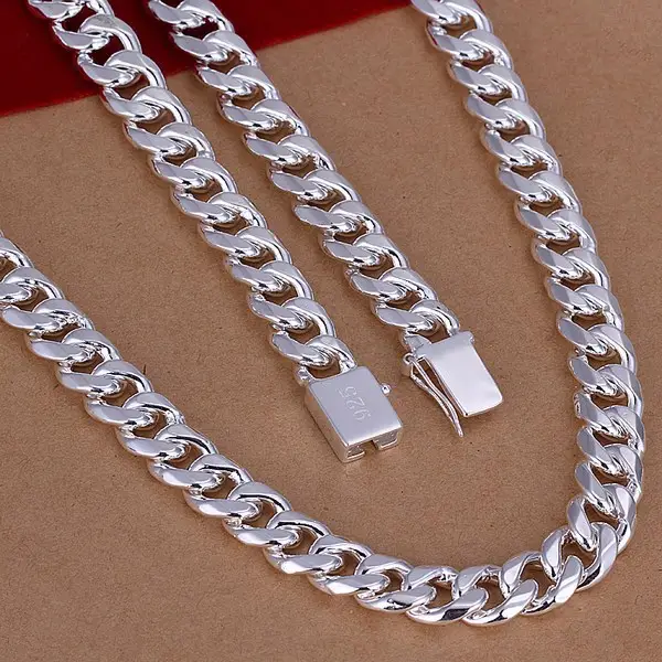 10mm Cuban Chain Bracelet Silver Men Women - Image 5