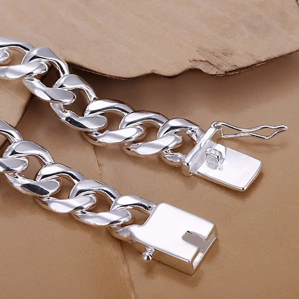 10mm Cuban Chain Bracelet Silver Men Women - Image 6