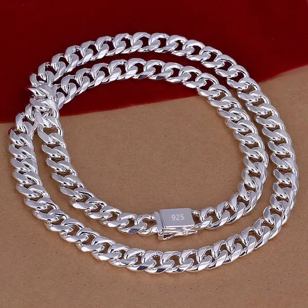 10mm Cuban Chain Bracelet Silver Men Women - Image 2