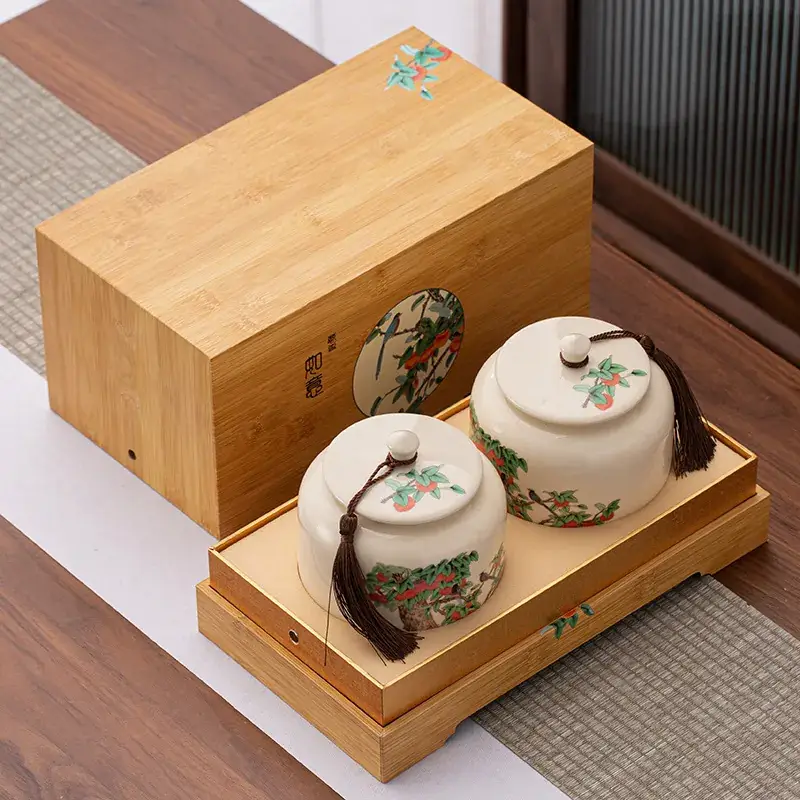 Persimmon Ruyi Tea Jar Gift Box Universal Black Green Tea - Image 4