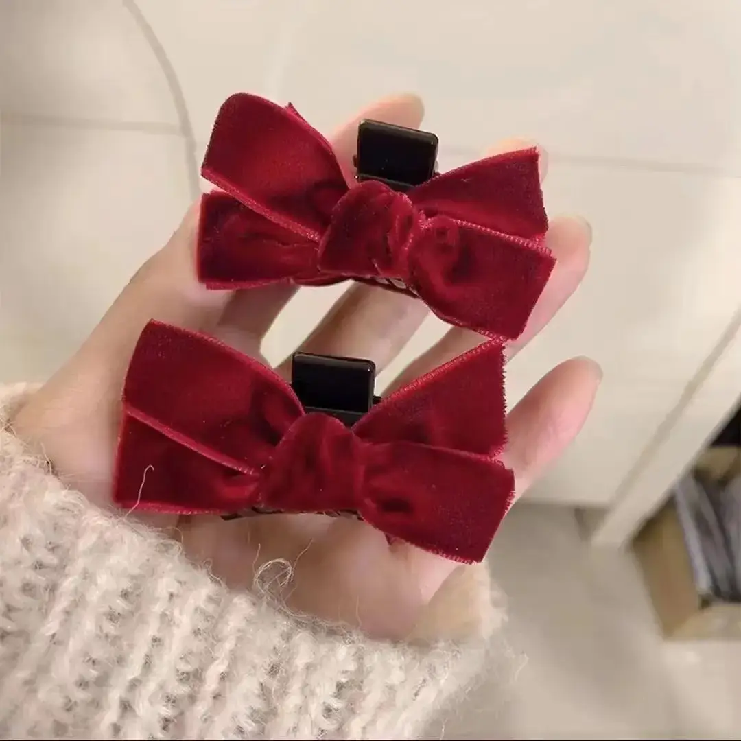 Black Velvet Bow Clip for Girls Hair Accessories - Image 3