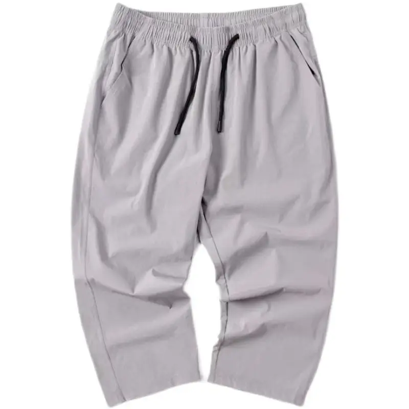 Men Ice Silk Crop Pants 2022 Summer Casual Sports Shorts