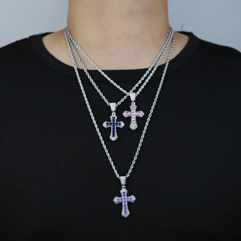 Purple Cross Zircon Necklace for Women - Image 11