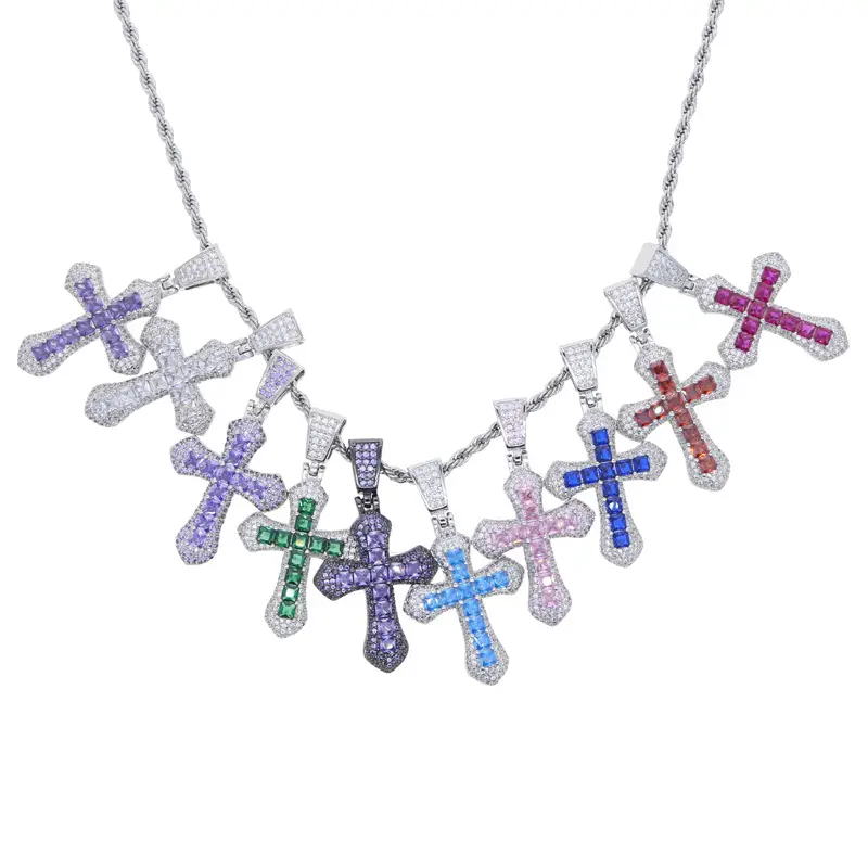 Purple Cross Zircon Necklace for Women - Image 13