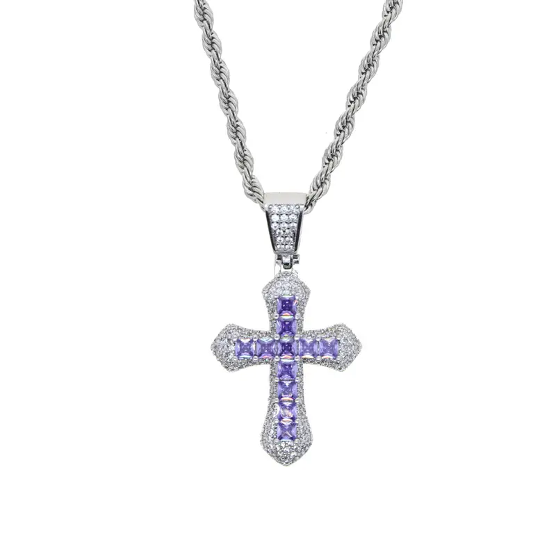 Baishi purple stone containing chain 60cm