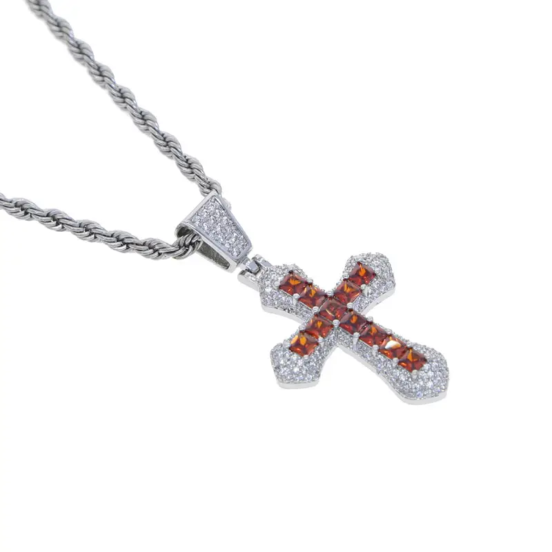 White stone red stone containing chain 60cm