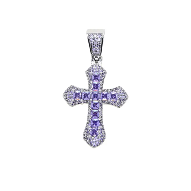 Purple Cross Zircon Necklace for Women - Image 3
