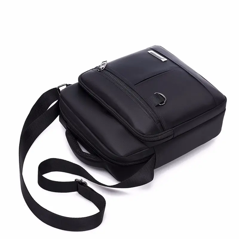 New Men's Black Vertical Crossbody Bag Korean Style Casual Travel Handbag