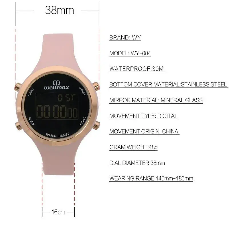 Pink Rose Gold Digital Watch for Girls Teens - Image 6