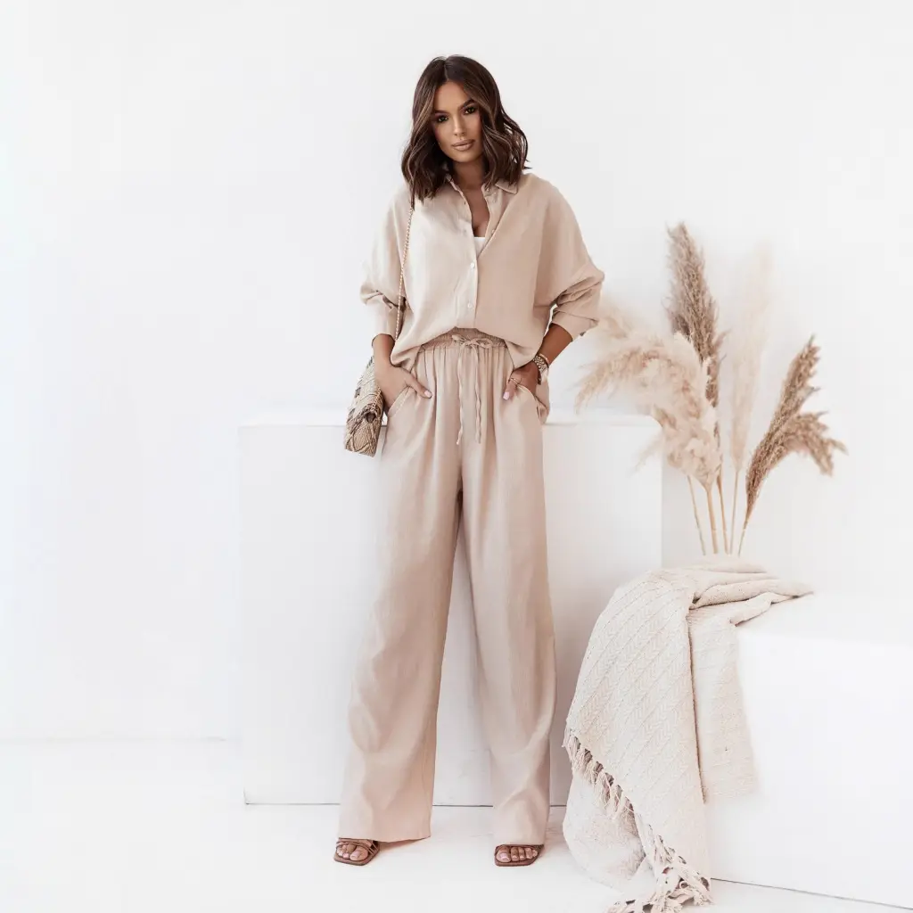 Women Loose Elastic Wrinkle Suit Cream Winter Cross Border - Image 8