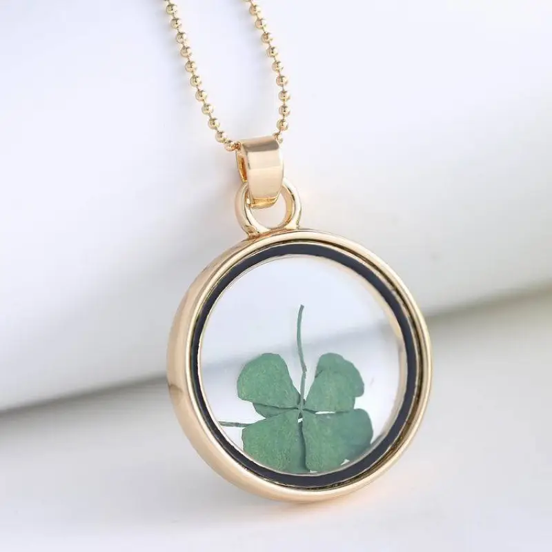 Dried Floral Crossbody Necklace with Gold Chain - Image 9