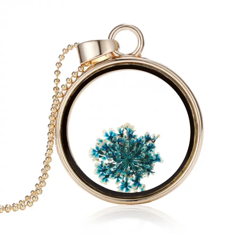 Dried Floral Crossbody Necklace with Gold Chain - Image 6