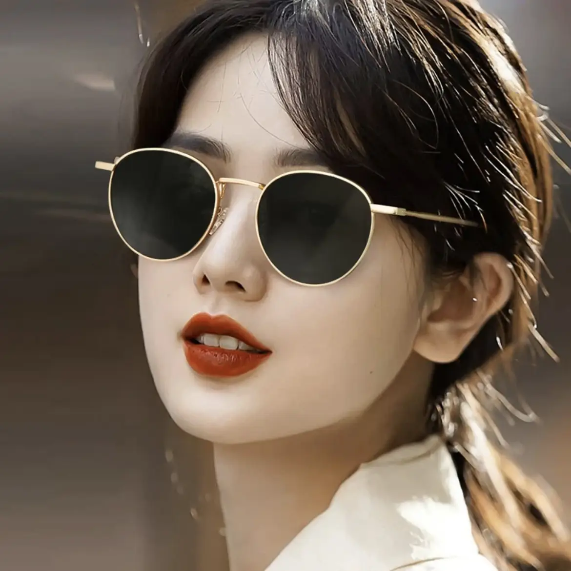 Women Sunglasses Liu Renina Black Round Ins Resin - Image 9
