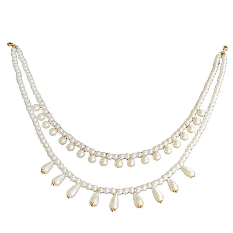 Pearl Choker Necklace with Gold Tassel Design