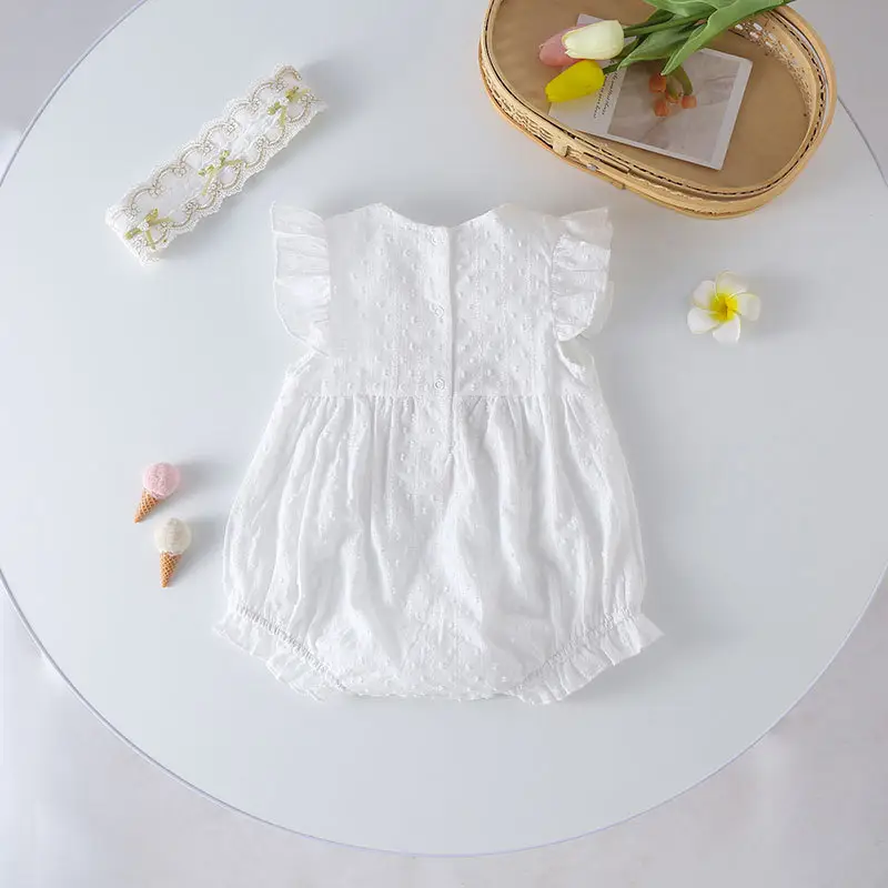 Baby White Cotton Summer Dress Full Moon Princess - Image 5