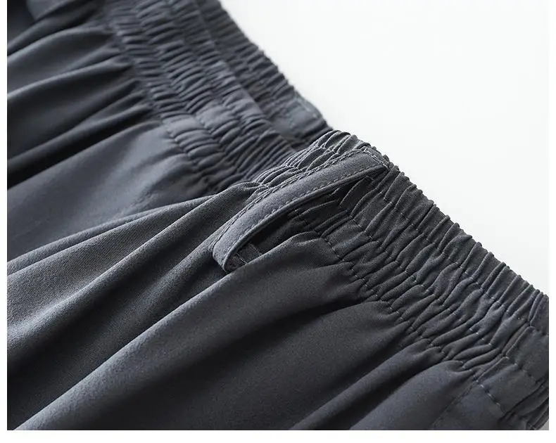 Dad's Summer Elastic Waist Pants Ice Silk Drapable Gray — feature 21
