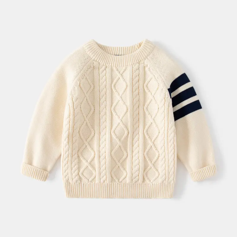 Beige Cable Knit Boys Sweater 2025 Dropshipping - Image 5
