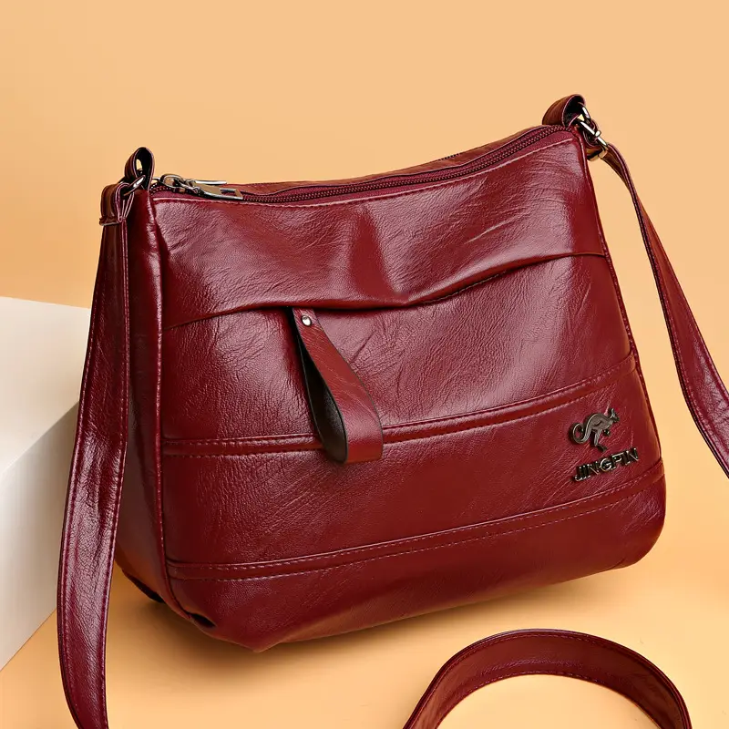Vintage Red Leather Mother Bag for Women 2023 - Image 6