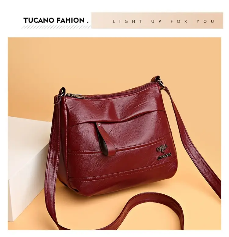 Vintage Red Leather Mother Bag for Women 2023 — feature 5