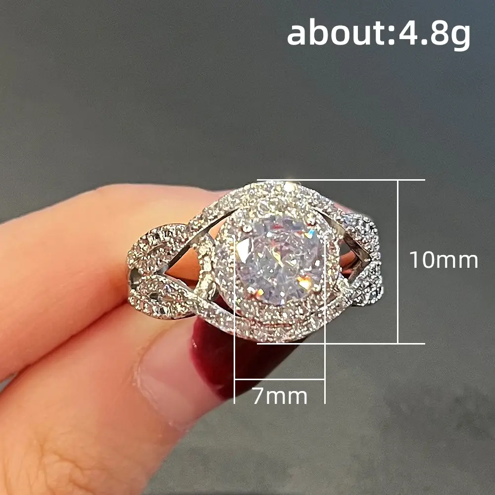 Cao Shi Full Diamond Zircon Engagement Ring for Women - Image 4
