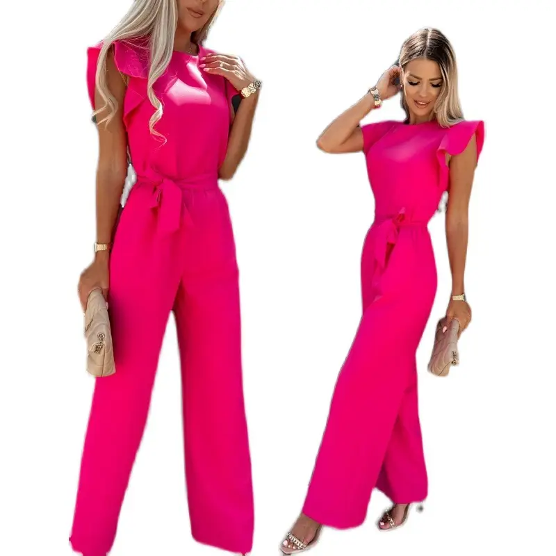 Women White High Waist Crossbody Jumpsuit with Belt