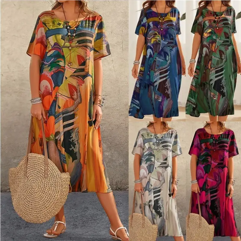Printed Tropical Dress for Women Summer Wear - Image 6