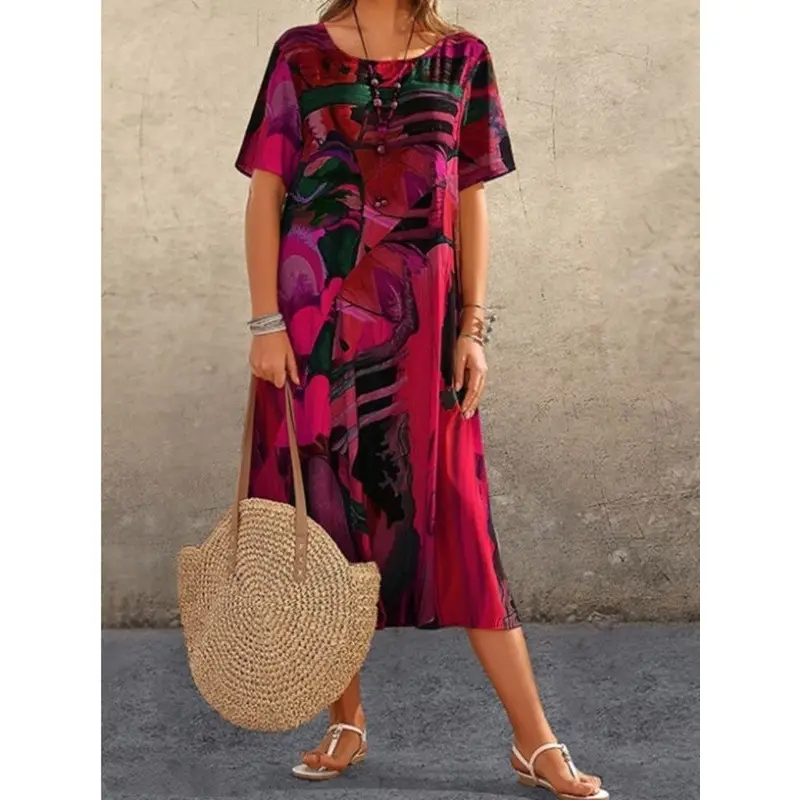 Printed Tropical Dress for Women Summer Wear - Image 3