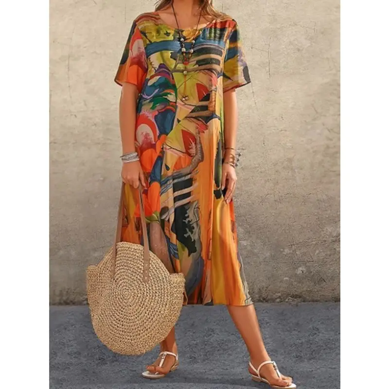 Printed Tropical Dress for Women Summer Wear - Image 4