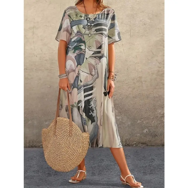 Printed Tropical Dress for Women Summer Wear - Image 5