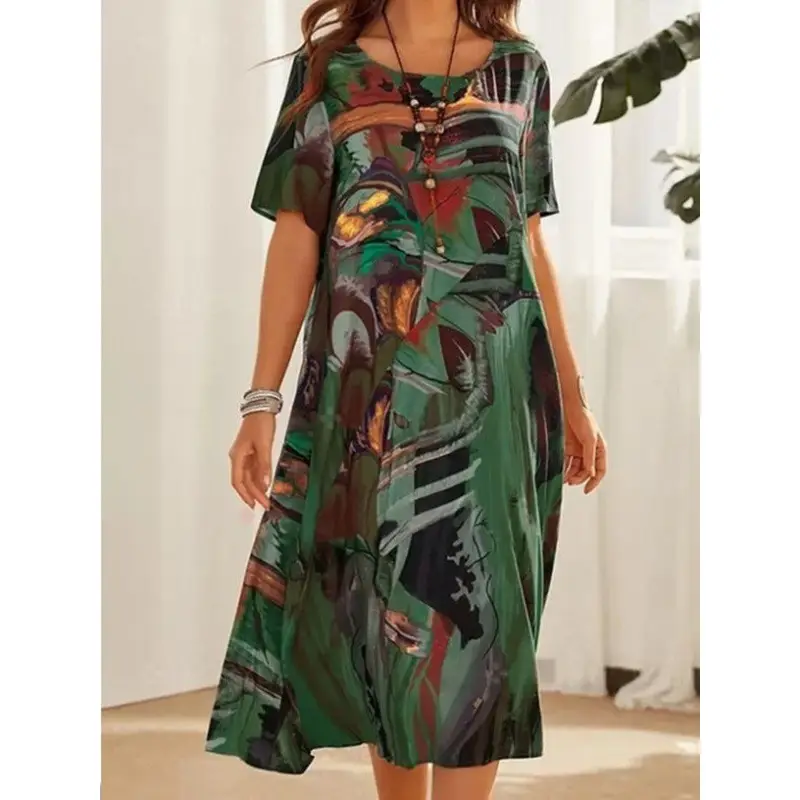 Printed Tropical Dress for Women Summer Wear - Image 2