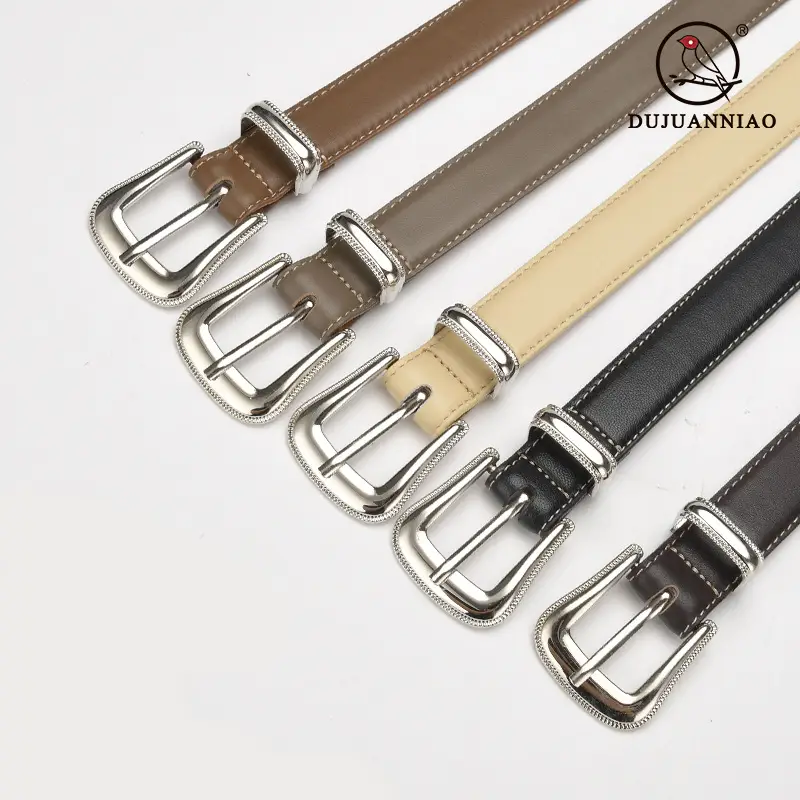 Vintage Women's Brown Leather Belt with Silver Buckle - Image 7