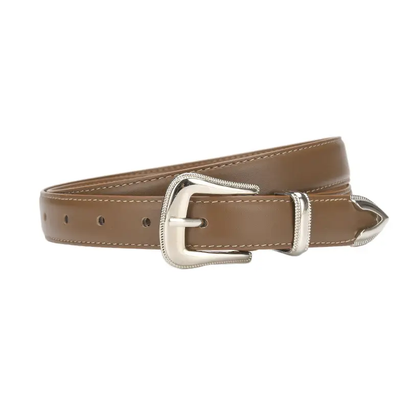 Vintage Women's Brown Leather Belt with Silver Buckle - Image 10