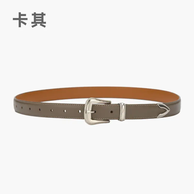 Vintage Women's Brown Leather Belt with Silver Buckle - Image 4