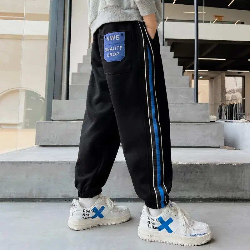 Z770 Early Yang Children's 2024 Spring Bright Color Letter Ribbon Leg Trousers - Image 2