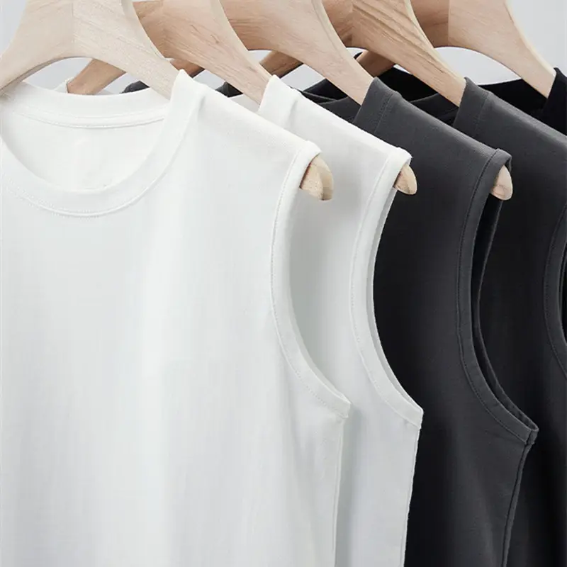 Men Black Sleeveless Cotton Vest Summer Fitness - Image 5