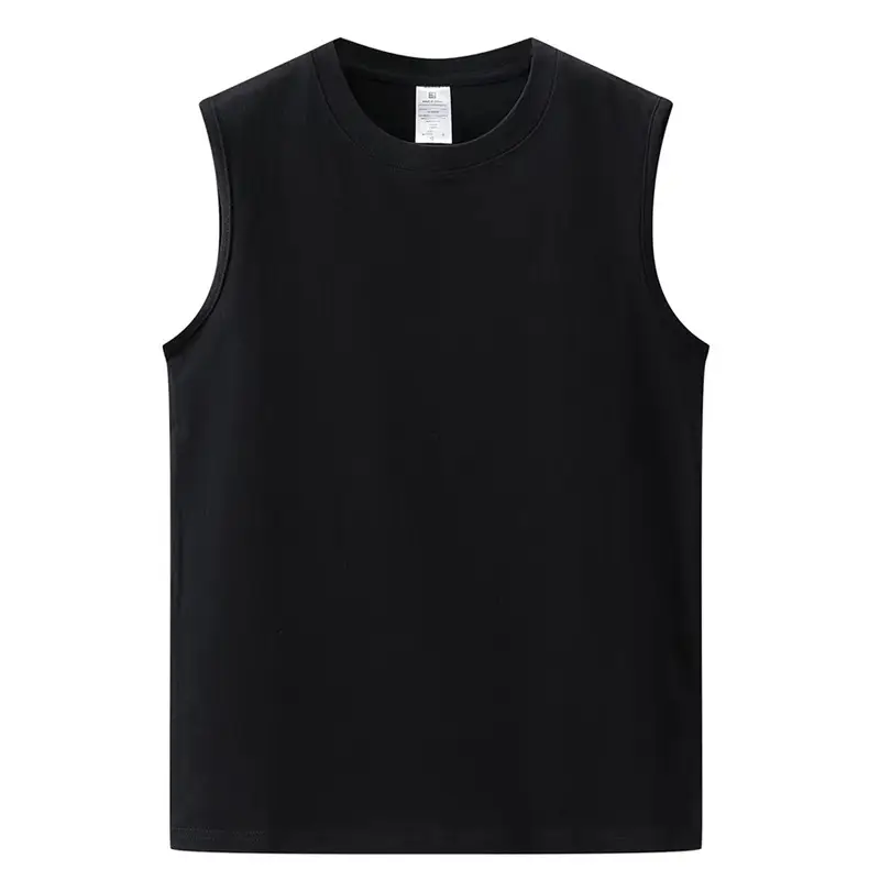 Men Black Sleeveless Cotton Vest Summer Fitness - Image 2