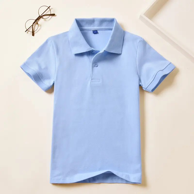 Blue Cotton Polo Shirt for Boys Summer School - Image 2